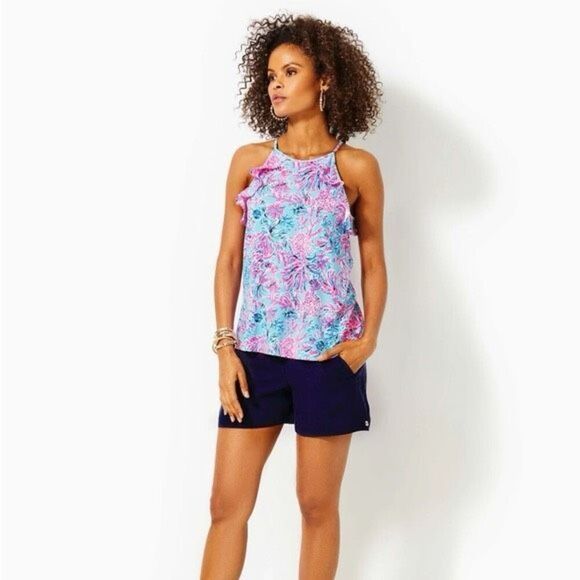 Lilly Pulitzer Billie Tank Top In Celestial Blue Seek and Sea - Picture 1 of 11